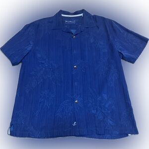 Tommy Bahama Silk Navy Vintage Floral Shirt Men’s Size L